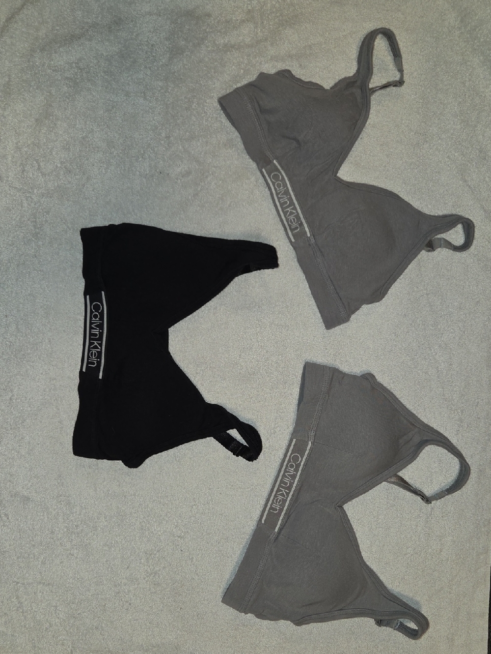 Lot Of 3 Calvin Klein Black and Gray Cotton Bralettes